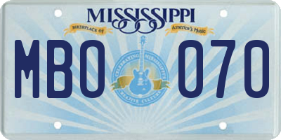 MS license plate MBO070