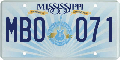 MS license plate MBO071
