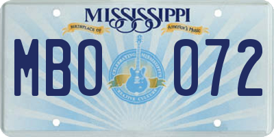 MS license plate MBO072