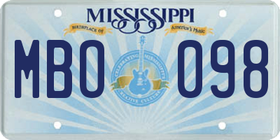 MS license plate MBO098