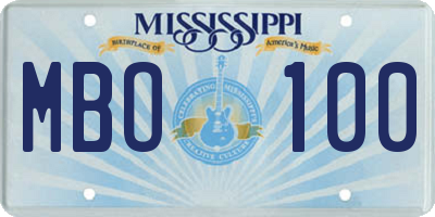 MS license plate MBO100