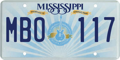 MS license plate MBO117