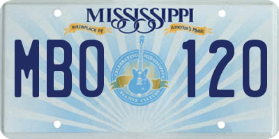 MS license plate MBO120