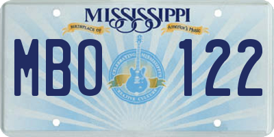MS license plate MBO122