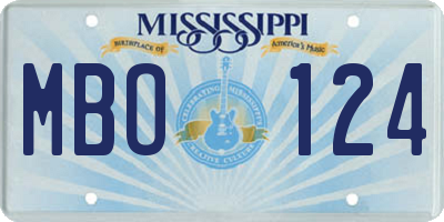 MS license plate MBO124