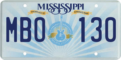 MS license plate MBO130