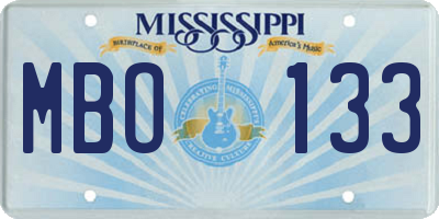 MS license plate MBO133