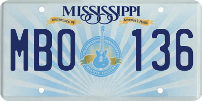 MS license plate MBO136