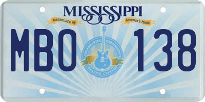 MS license plate MBO138