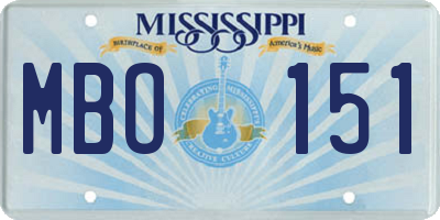 MS license plate MBO151