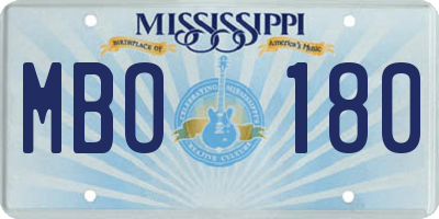MS license plate MBO180
