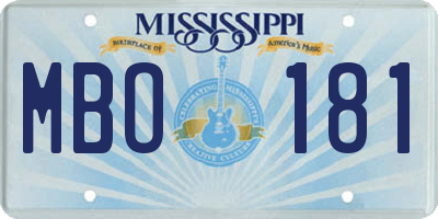 MS license plate MBO181