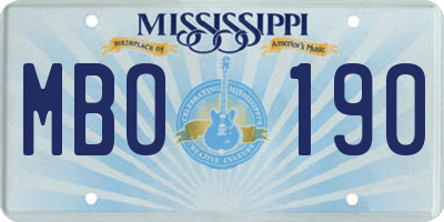 MS license plate MBO190