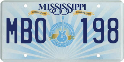 MS license plate MBO198