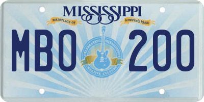MS license plate MBO200