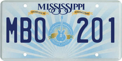 MS license plate MBO201
