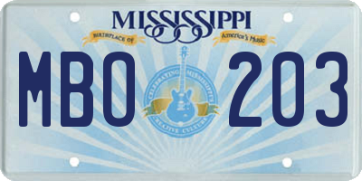 MS license plate MBO203