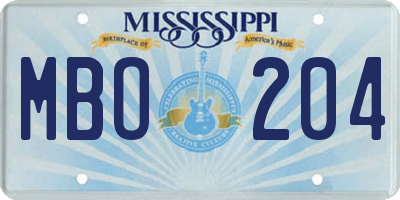 MS license plate MBO204
