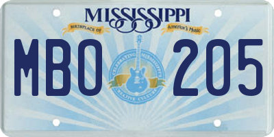 MS license plate MBO205