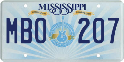 MS license plate MBO207