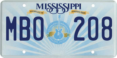MS license plate MBO208