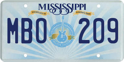 MS license plate MBO209