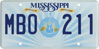 MS license plate MBO211