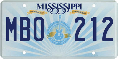 MS license plate MBO212