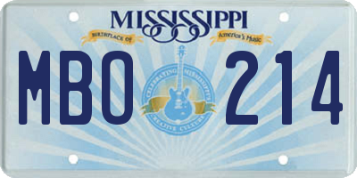 MS license plate MBO214