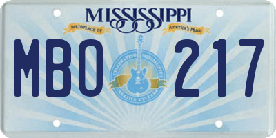 MS license plate MBO217