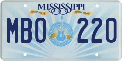 MS license plate MBO220
