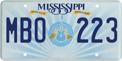 MS license plate MBO223