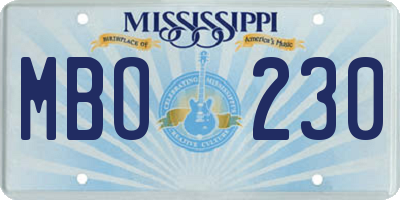 MS license plate MBO230