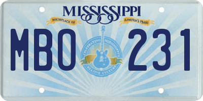 MS license plate MBO231