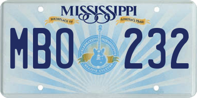 MS license plate MBO232