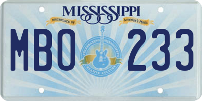 MS license plate MBO233