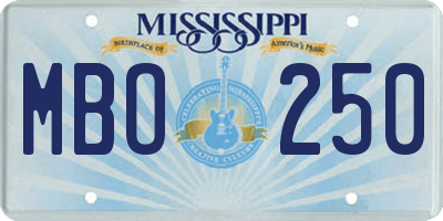 MS license plate MBO250