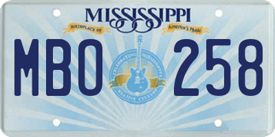 MS license plate MBO258
