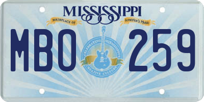 MS license plate MBO259