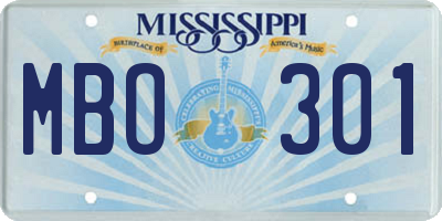 MS license plate MBO301