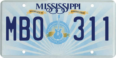 MS license plate MBO311