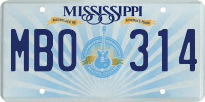 MS license plate MBO314