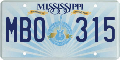 MS license plate MBO315