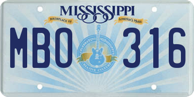 MS license plate MBO316