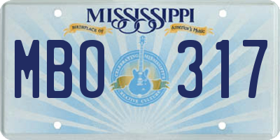 MS license plate MBO317