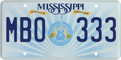 MS license plate MBO333