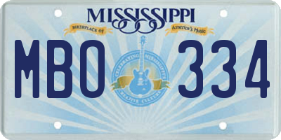 MS license plate MBO334