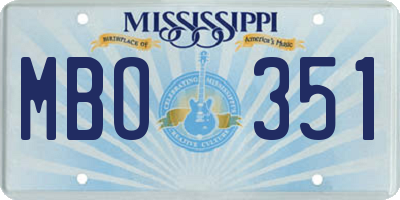 MS license plate MBO351