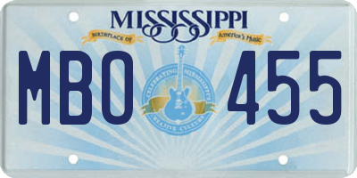 MS license plate MBO455