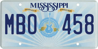 MS license plate MBO458